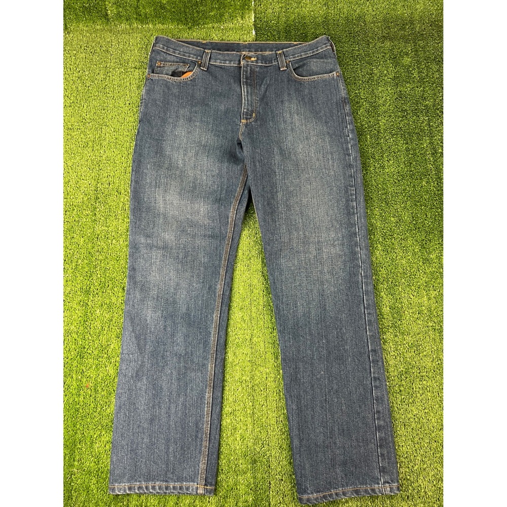 Carhartt Mens 38x32 Traditional Fit Straight Leg Jeans Blue 101490 Medium Wash